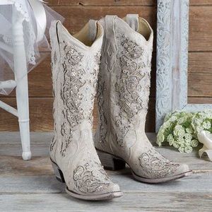 CORRAL Women’s White Glitter Inlay Western Boots